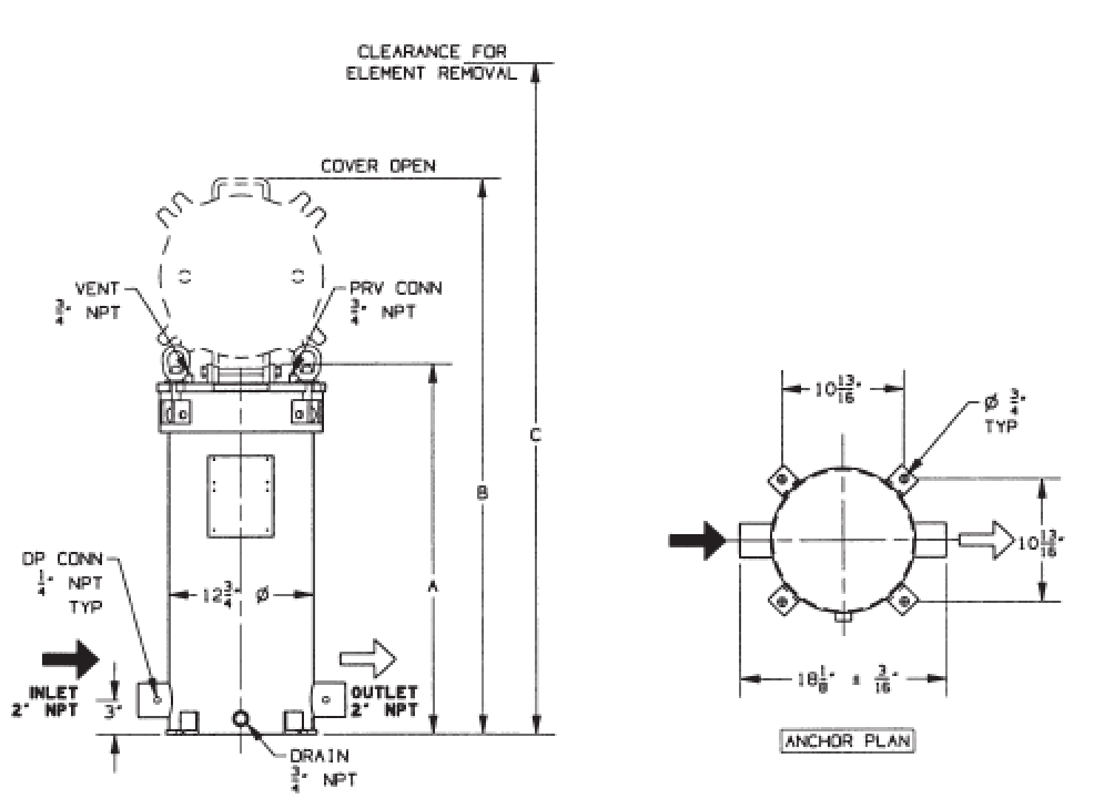 velcon filter housing specs